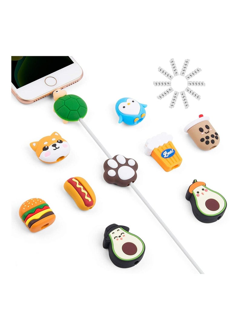كابتن تيك 20Pcs Cute Cable Protector Saver Fruit Animal Charging Cable Buddies Compatible for iPhone iPad Only - Image 1