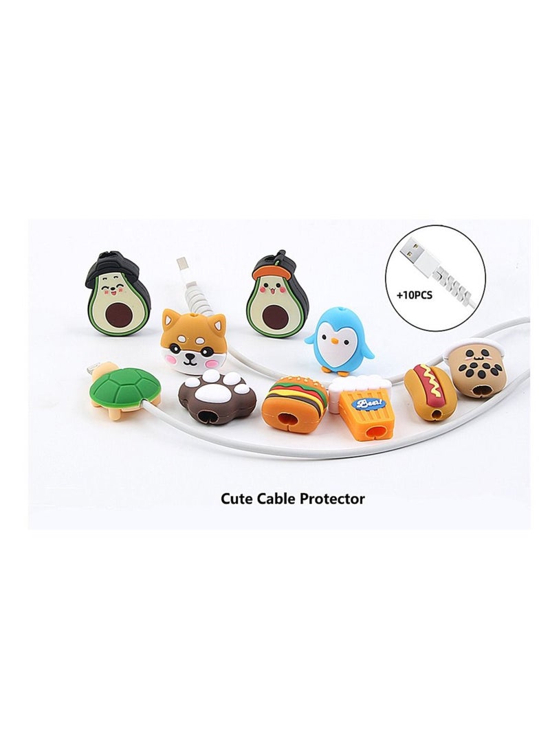 كابتن تيك 20Pcs Cute Cable Protector Saver Fruit Animal Charging Cable Buddies Compatible for iPhone iPad Only - Image 2