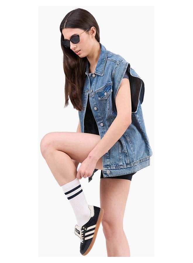 Clue Batwing Cap Sleeve Denim Vest  - Image 4