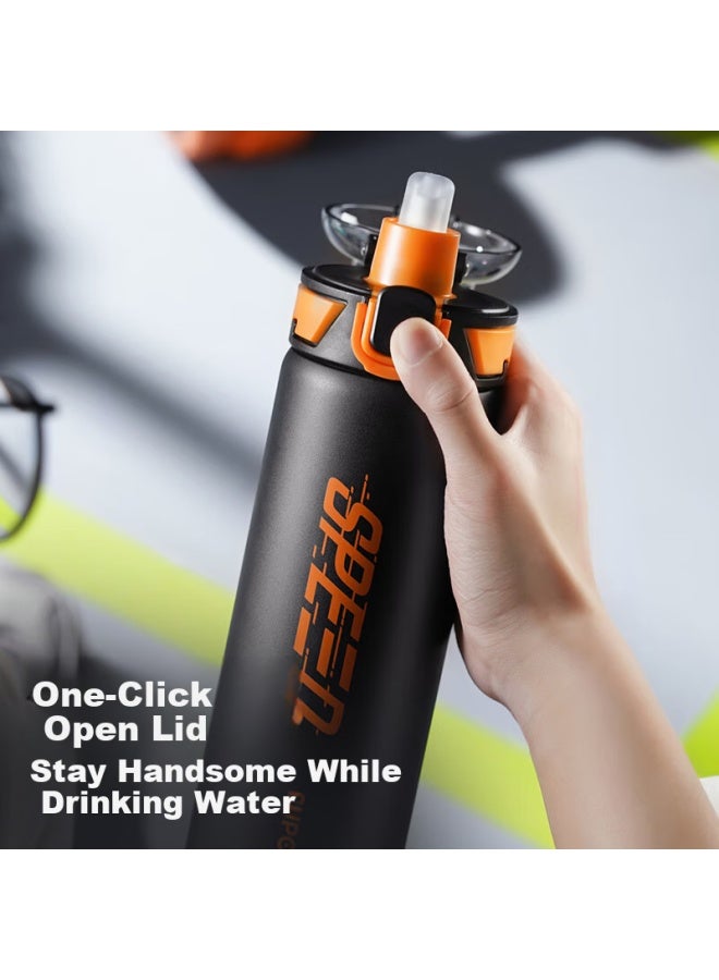 Supor Insulated Water Bottle Men's Large Capacity Stainless Steel Sports Outdoor Portable Student Cup 700ml, Shadow Black - Image 1