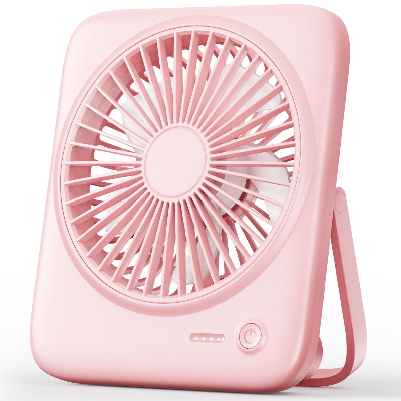 Otlonpe Personal Portable Desk Fan 4000mAh Small Rechargeable Portable Fan Battery Operated USB Powered for Travel Sleeping Bedroom Office Home Table Cordless Quiet 4Speed 65 Inch Pink