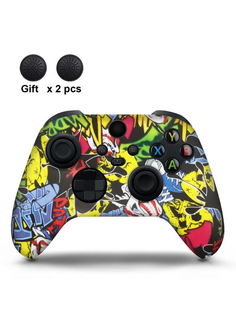 Geustos Soft Silicone Protective Case Cover for Xbox Series S/X Controller, Non-Slip No Interference Skin Protector Case Full Protection Cover for Xbox Series S/X Wireless Controller with 2 Thumb Grip Caps - Image 1