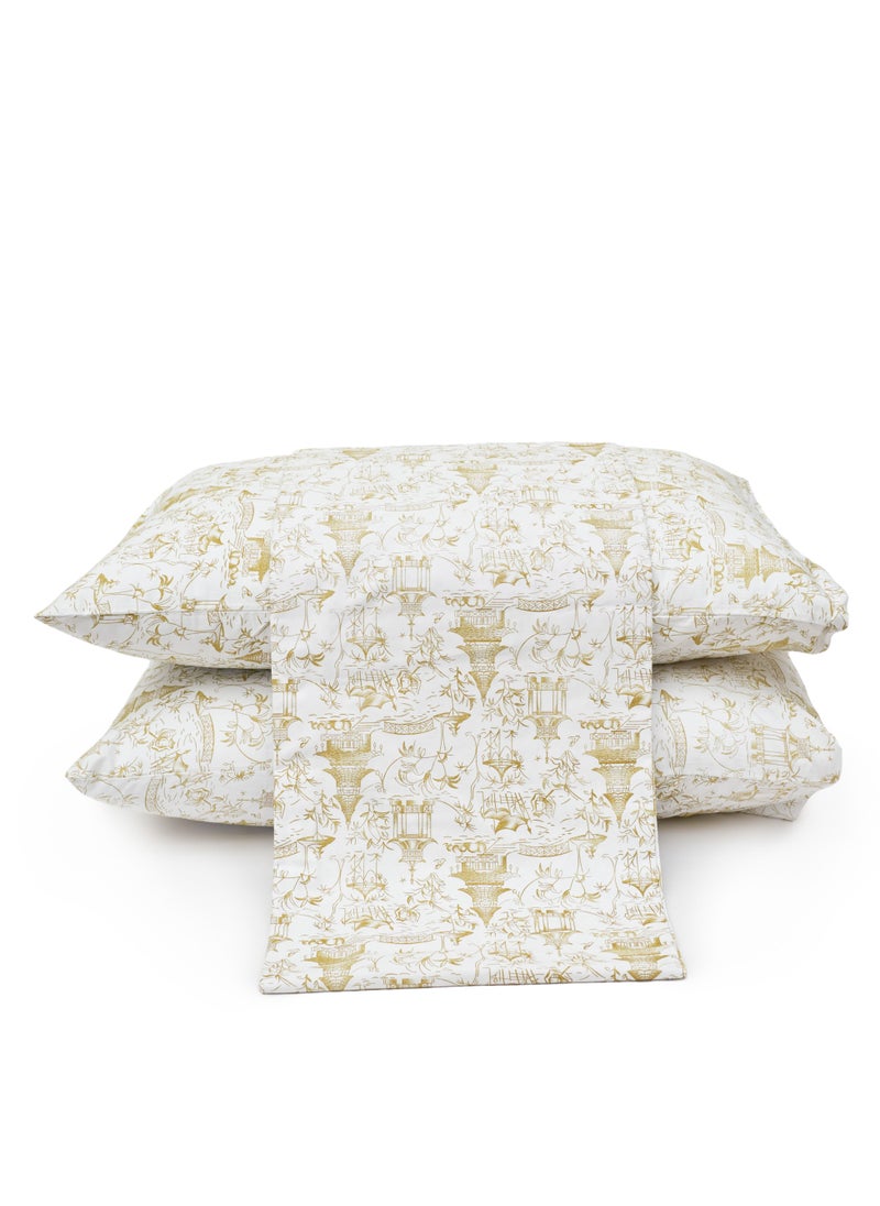 Home of linens طقم غطاء لحاف - 3 قطع لسرير فردي - 1 غطاء لحاف (185سم*235سم) + 2 كيس وسادة (50سم*70سم) - قطن ساتان 100% - أبيض * بيوت ذهبية  - Image 1