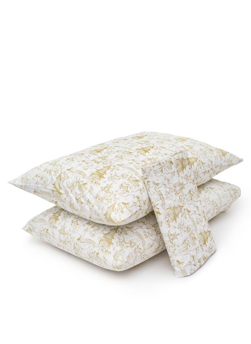 Home of linens طقم غطاء لحاف - 3 قطع لسرير فردي - 1 غطاء لحاف (185سم*235سم) + 2 كيس وسادة (50سم*70سم) - قطن ساتان 100% - أبيض * بيوت ذهبية  - Image 4