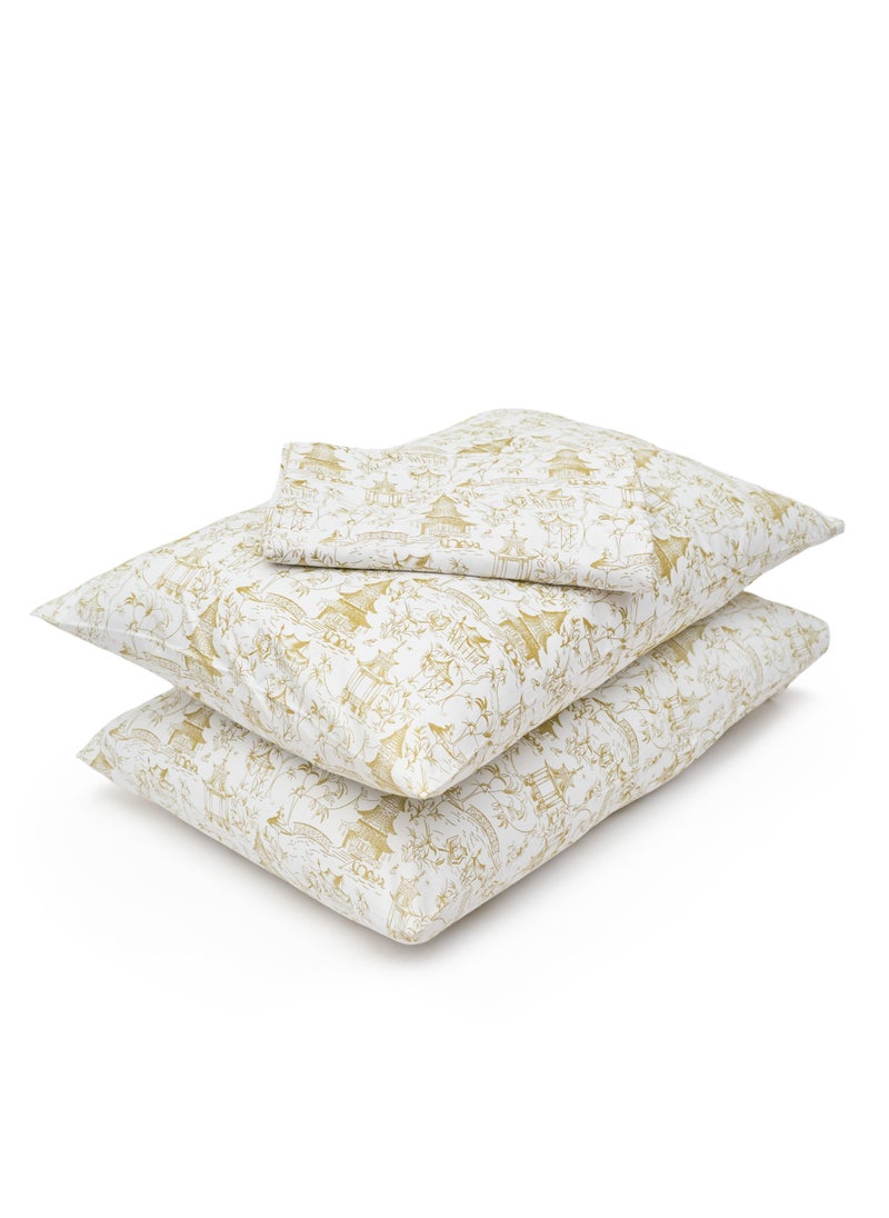 Home of linens طقم غطاء لحاف - 3 قطع لسرير فردي - 1 غطاء لحاف (185سم*235سم) + 2 كيس وسادة (50سم*70سم) - قطن ساتان 100% - أبيض * بيوت ذهبية  - Image 3