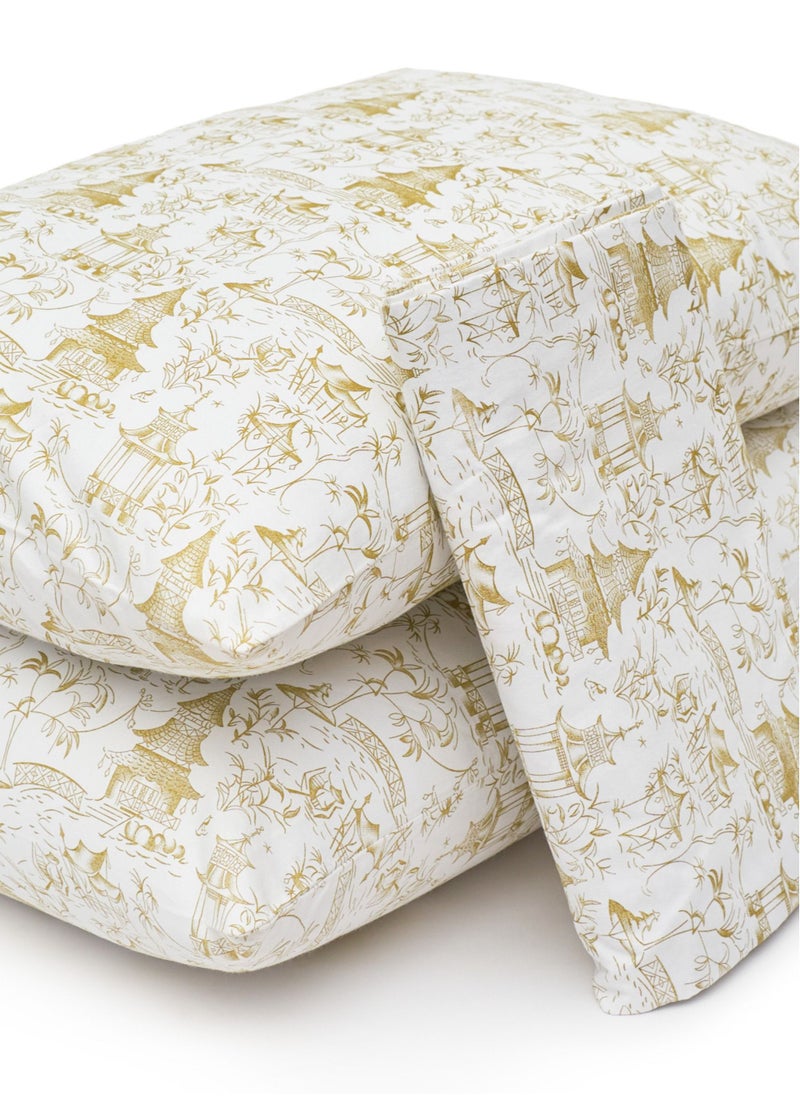 Home of linens طقم غطاء لحاف - 3 قطع لسرير فردي - 1 غطاء لحاف (185سم*235سم) + 2 كيس وسادة (50سم*70سم) - قطن ساتان 100% - أبيض * بيوت ذهبية  - Image 5