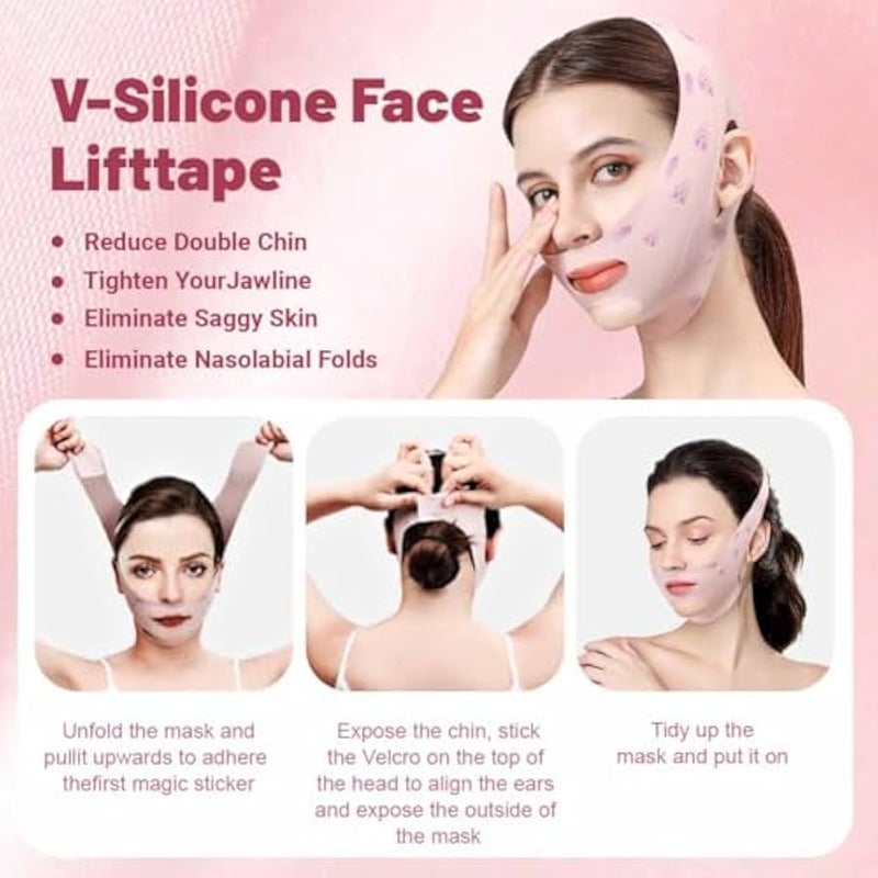 V Line Face Lifting Strap, Chin Strap for Sleeping, Double Chin Reducer for Women, Jaw Line Sculptor Eliminator, Mask Shaper for Jawline, Neck Lift Jaw Tightening Exerciser, Face Lift Tape Remover - Image 5