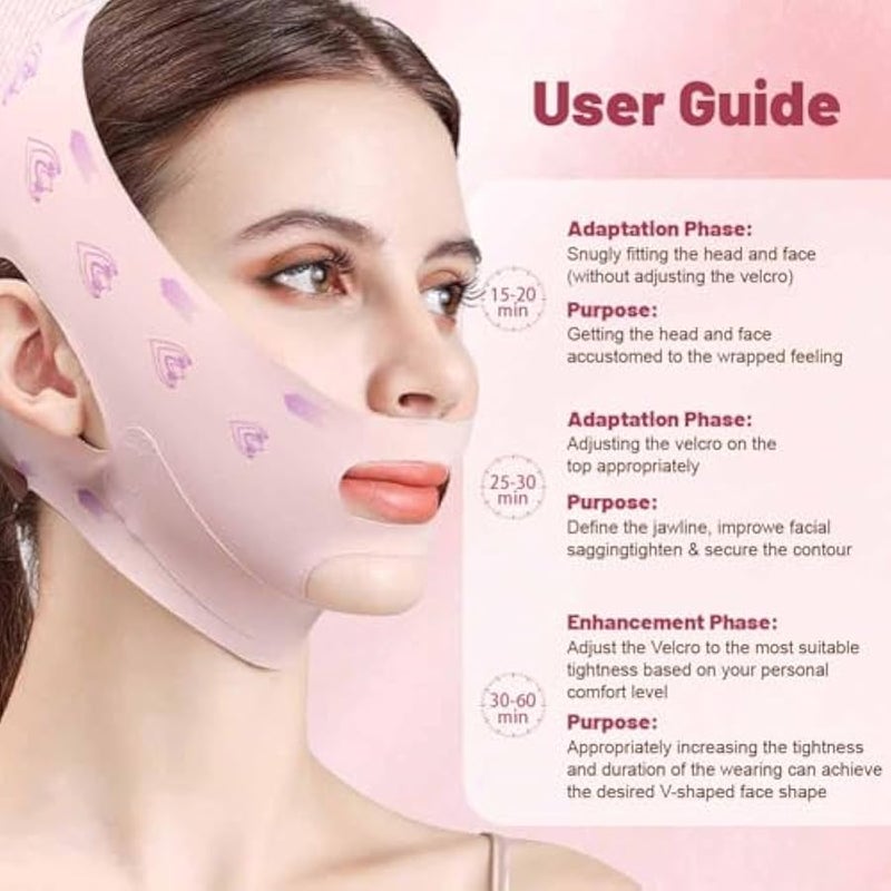 V Line Face Lifting Strap, Chin Strap for Sleeping, Double Chin Reducer for Women, Jaw Line Sculptor Eliminator, Mask Shaper for Jawline, Neck Lift Jaw Tightening Exerciser, Face Lift Tape Remover - Image 2