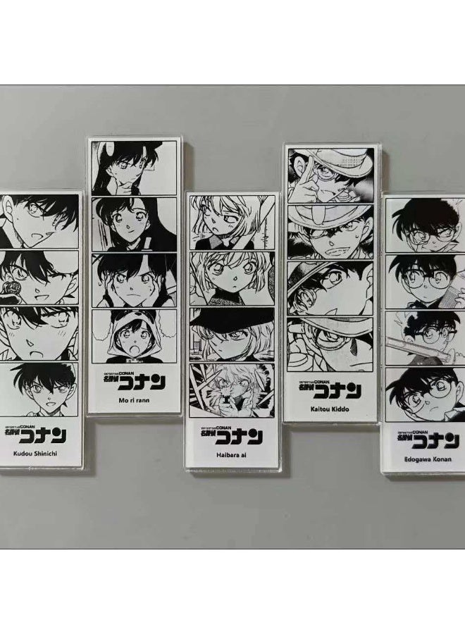 Detective Conan Black & White Comic Strip Acrylic Fridge Magnets, 5-Pack - Image 3