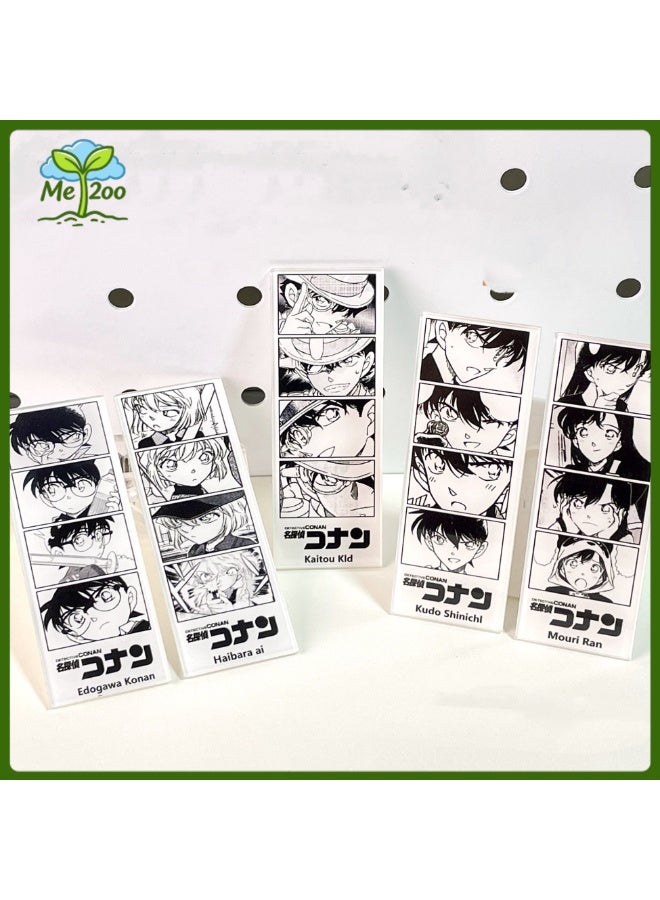 Detective Conan Black & White Comic Strip Acrylic Fridge Magnets, 5-Pack - Image 1