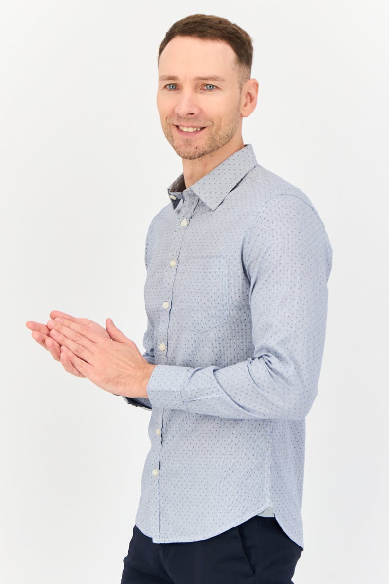 Kenneth Cole Men Regular Fit Microdot Print Long Sleeves Casual Shirt, Multicolor  - Image 2