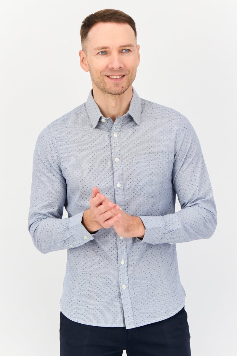 Kenneth Cole Men Regular Fit Microdot Print Long Sleeves Casual Shirt, Multicolor  - Image 1