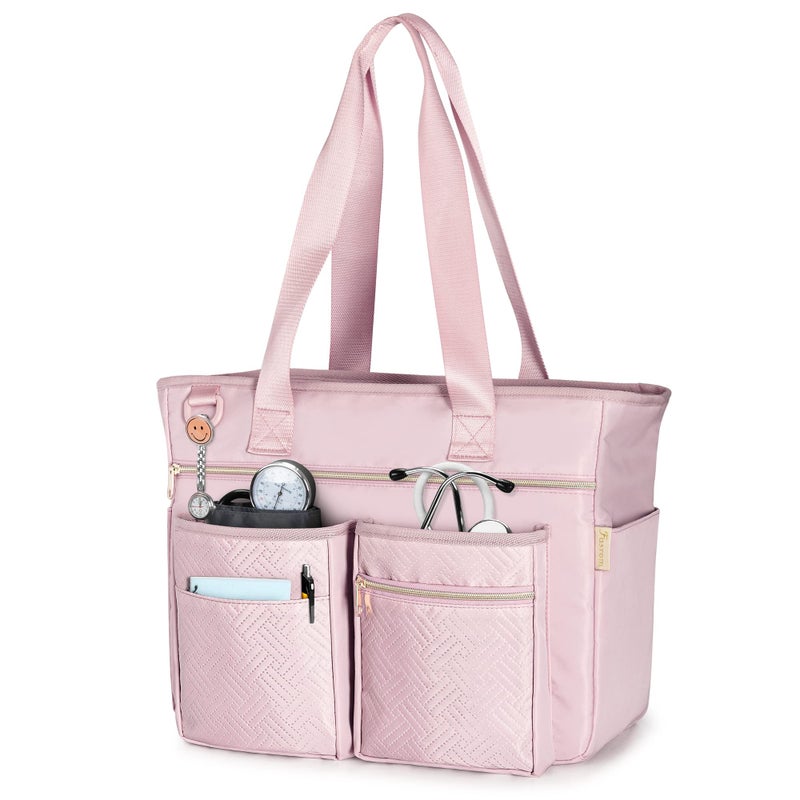 Fasrom Fasrom Nurse Tote Bag for Work Nurses with Laptop Sleeve Home Health Clinical Bag for Nursing Students and Medical Assistant Pink Patent Pending