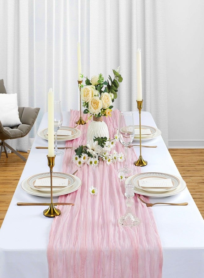 Heneger 6 Pack Pink Cheesecloth Table Runner 10Ft Gauze Cheese Cloth Table Runner 35x120 Inch Boho Rustic Sheer Fabric for Summer Wedding Party Decor Baby Shower Centerpiece Home Table Decorations - Image 3