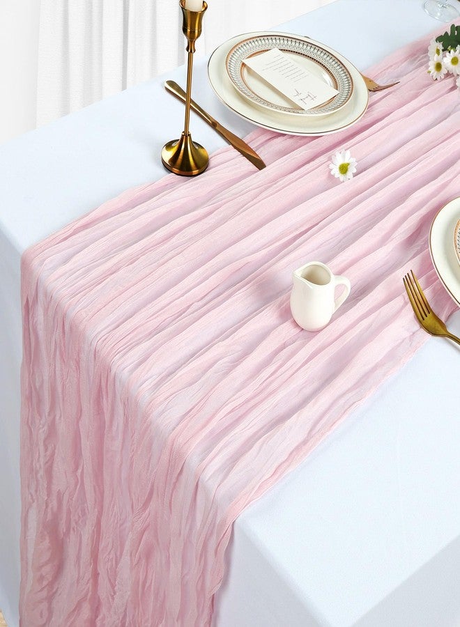 Heneger 6 Pack Pink Cheesecloth Table Runner 10Ft Gauze Cheese Cloth Table Runner 35x120 Inch Boho Rustic Sheer Fabric for Summer Wedding Party Decor Baby Shower Centerpiece Home Table Decorations - Image 4