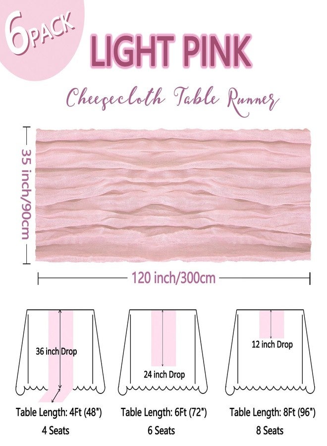 Heneger 6 Pack Pink Cheesecloth Table Runner 10Ft Gauze Cheese Cloth Table Runner 35x120 Inch Boho Rustic Sheer Fabric for Summer Wedding Party Decor Baby Shower Centerpiece Home Table Decorations - Image 2