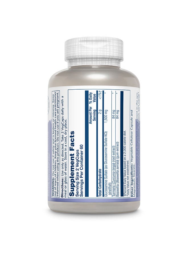 Solaray Glucosamine Sulfate 1500 mg with Turmeric & Boswellia Veg Capsules 120's  - Image 2