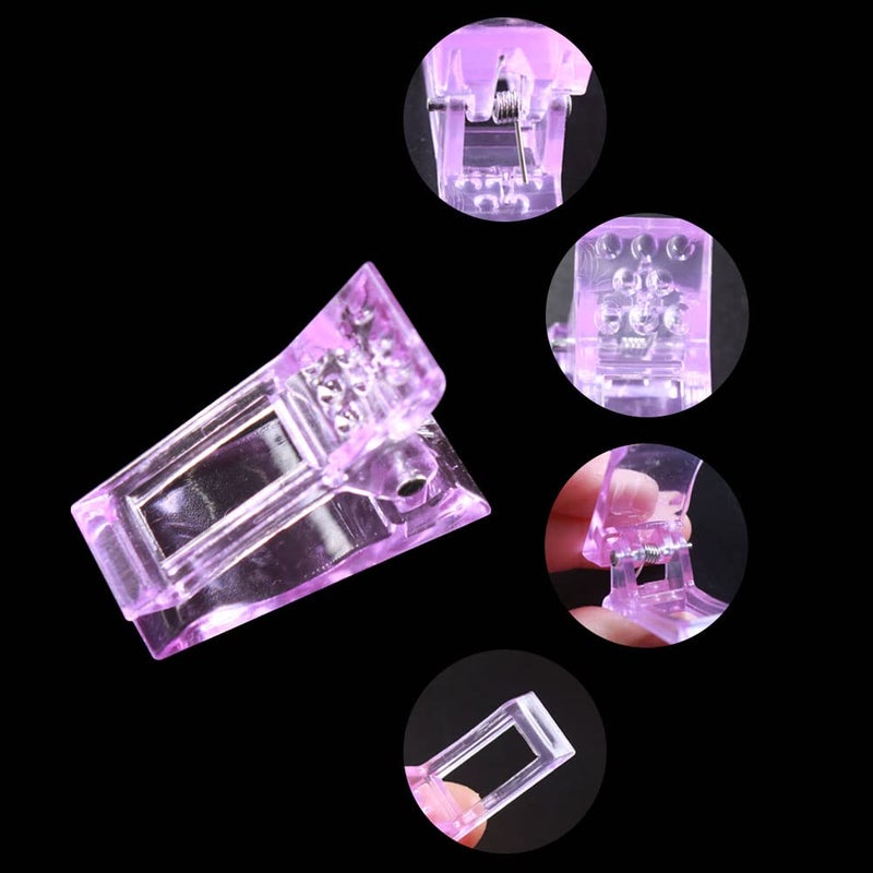 VNC 10 PCS Nail Tips Clip Purple Color for Quick Building Polygel Nail Forms, Polygel Nail Extension Forms, UV LED Builder Clamps, DIY Manicure Nail Art Tool - Image 2