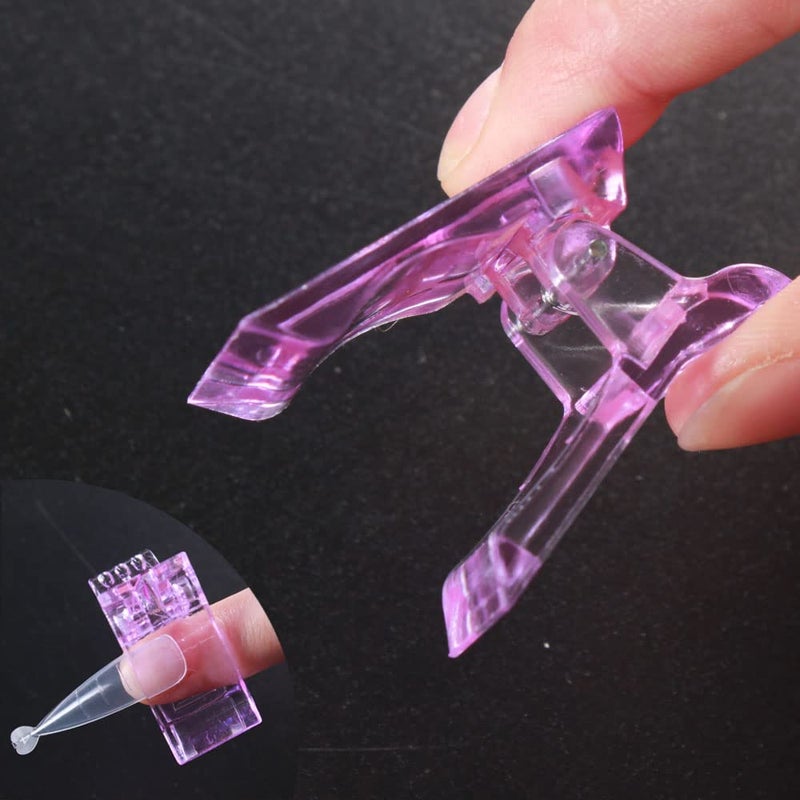 VNC 10 PCS Nail Tips Clip Purple Color for Quick Building Polygel Nail Forms, Polygel Nail Extension Forms, UV LED Builder Clamps, DIY Manicure Nail Art Tool - Image 4