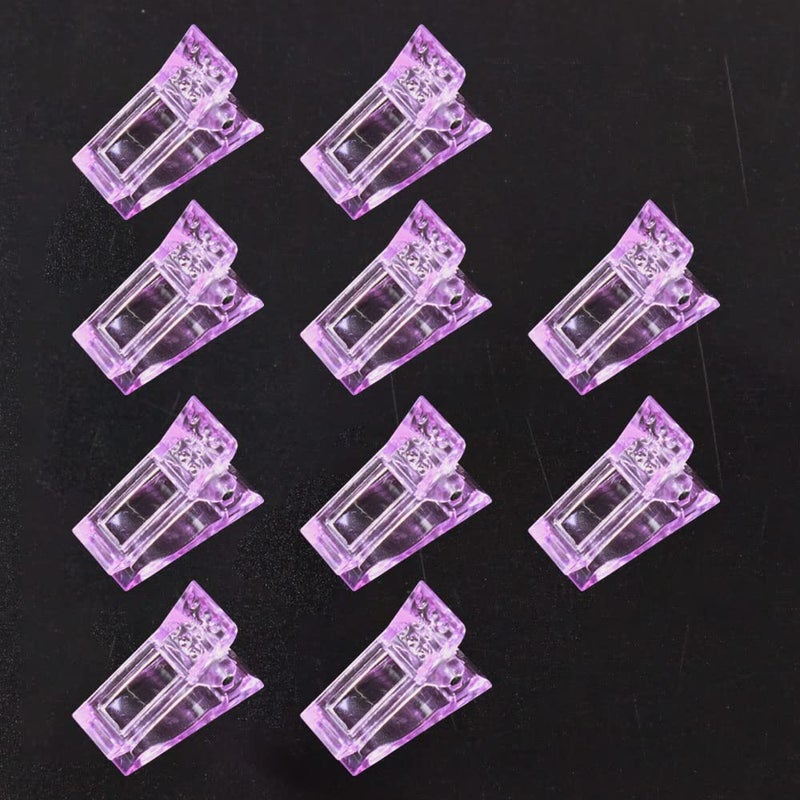 VNC 10 PCS Nail Tips Clip Purple Color for Quick Building Polygel Nail Forms, Polygel Nail Extension Forms, UV LED Builder Clamps, DIY Manicure Nail Art Tool - Image 1