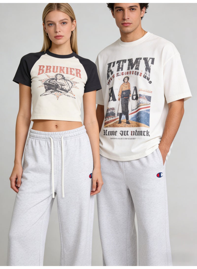 Champion Heather Gray Plus Size Wide Leg Sweatpants - Unisex Classic Drawstring Trousers - Image 2