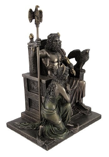 Things2Die4 Bronzed Zeus and Hera at The Throne Statue with Colored Accents - Image 3