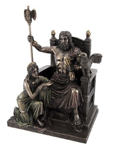 Things2Die4 Bronzed Zeus and Hera at The Throne Statue with Colored Accents - Image 1