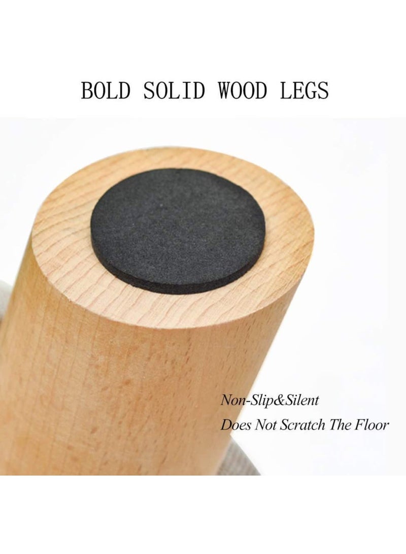 LINGWEI Round Footstool Ottoman Upholstered Pouffe Footrest Chair Change Shoe Solid Wooden Stool Removable Linen Cover Design for Body Support Durable Comfortable Footstool - Image 3