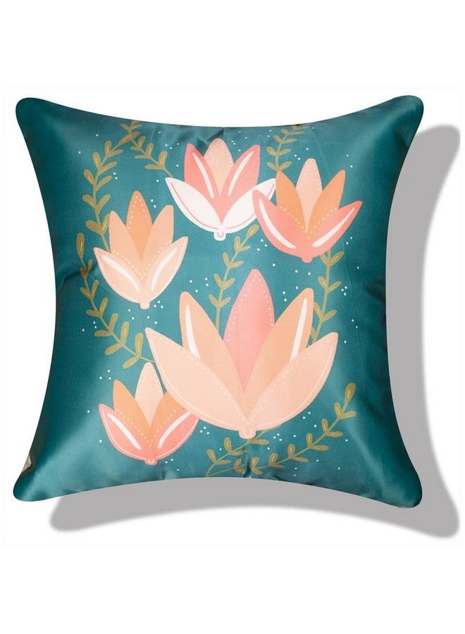 Vendola Decorative Satin 250TC Sofa Cushion Pillow Covers, Multicolor, Set of 5 Floral Cushion Covers(Maples,16x16 Inches) - Image 4