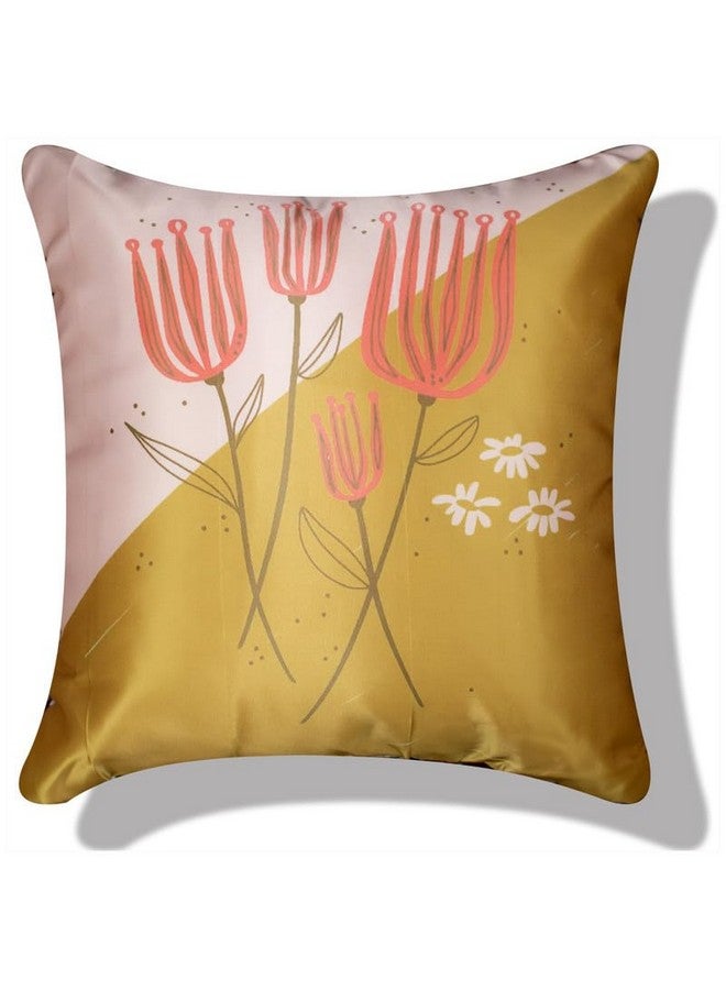 Vendola Decorative Satin 250TC Sofa Cushion Pillow Covers, Multicolor, Set of 5 Floral Cushion Covers(Maples,16x16 Inches) - Image 3