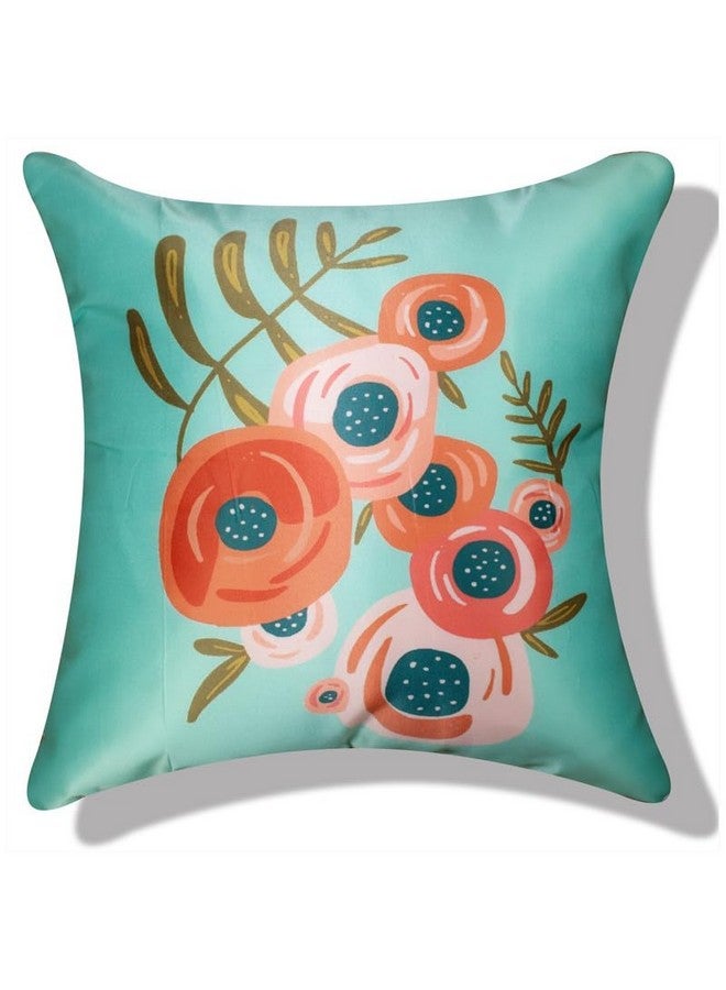 Vendola Decorative Satin 250TC Sofa Cushion Pillow Covers, Multicolor, Set of 5 Floral Cushion Covers(Maples,16x16 Inches) - Image 2