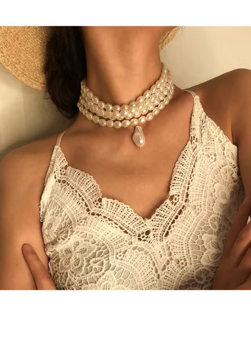 Multi-Layer Pearl Decor All Match Necklace - Image 2