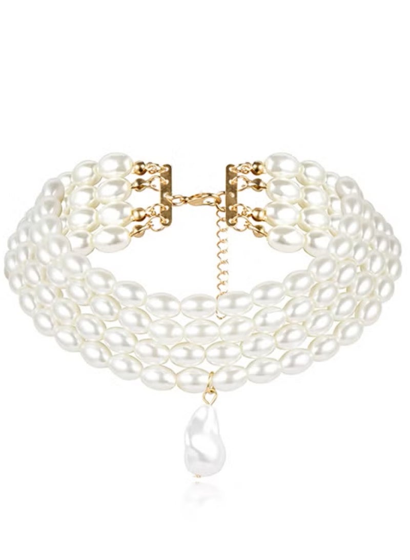 Multi-Layer Pearl Decor All Match Necklace - Image 1