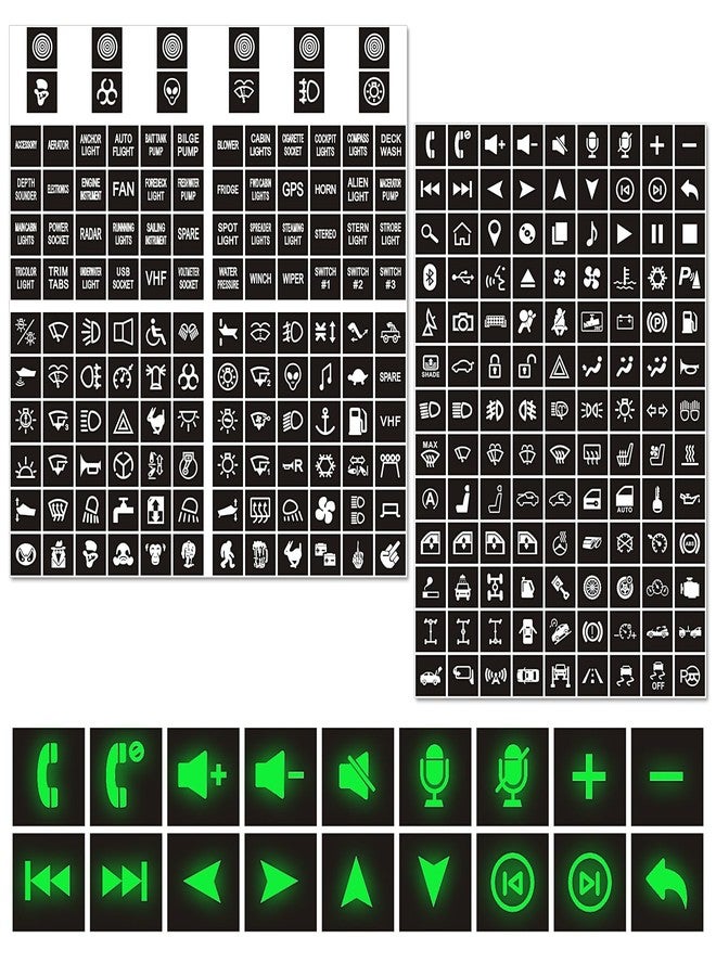 Nilight 249PCS Night Glow Sticker for Rocker Switch Panel DIY Luminous Pattern Text Label in The Dark Toggle for Dashboard Boat RV Car Truck Vehicle - Image 1
