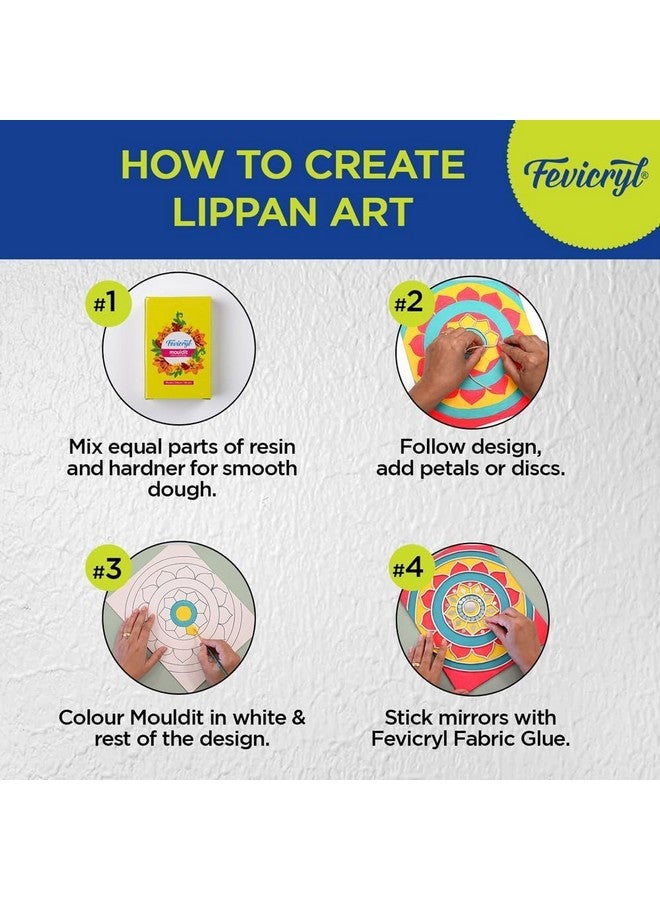 Fevicryl Art of India Lippan kit, Acrylic Paints 6 Shades, 1 Round Brush, Pre-Designed Canvas, Mouldit, Ideal for Festive Gifting, Artists, Students - Image 4
