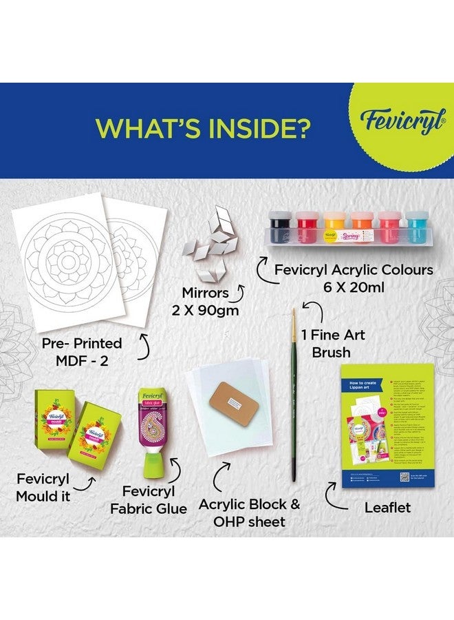 Fevicryl Art of India Lippan kit, Acrylic Paints 6 Shades, 1 Round Brush, Pre-Designed Canvas, Mouldit, Ideal for Festive Gifting, Artists, Students - Image 3