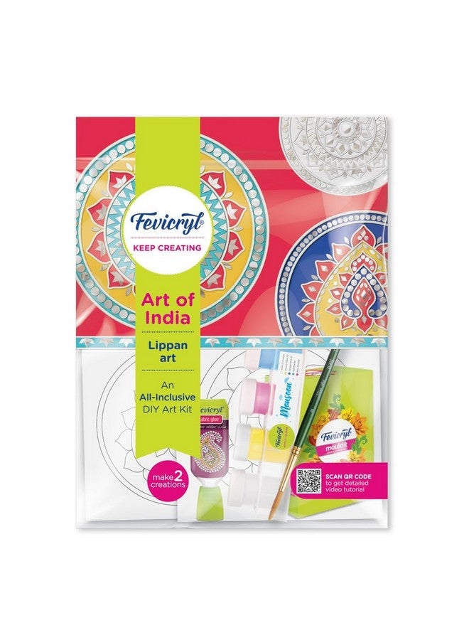 Fevicryl Art of India Lippan kit, Acrylic Paints 6 Shades, 1 Round Brush, Pre-Designed Canvas, Mouldit, Ideal for Festive Gifting, Artists, Students - Image 1