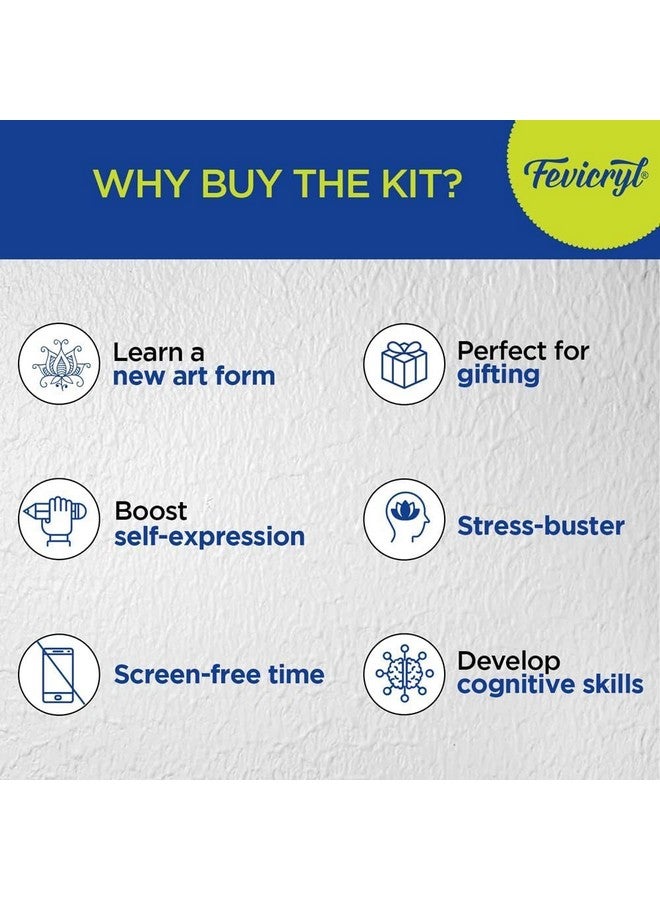 Fevicryl Art of India Lippan kit, Acrylic Paints 6 Shades, 1 Round Brush, Pre-Designed Canvas, Mouldit, Ideal for Festive Gifting, Artists, Students - Image 5