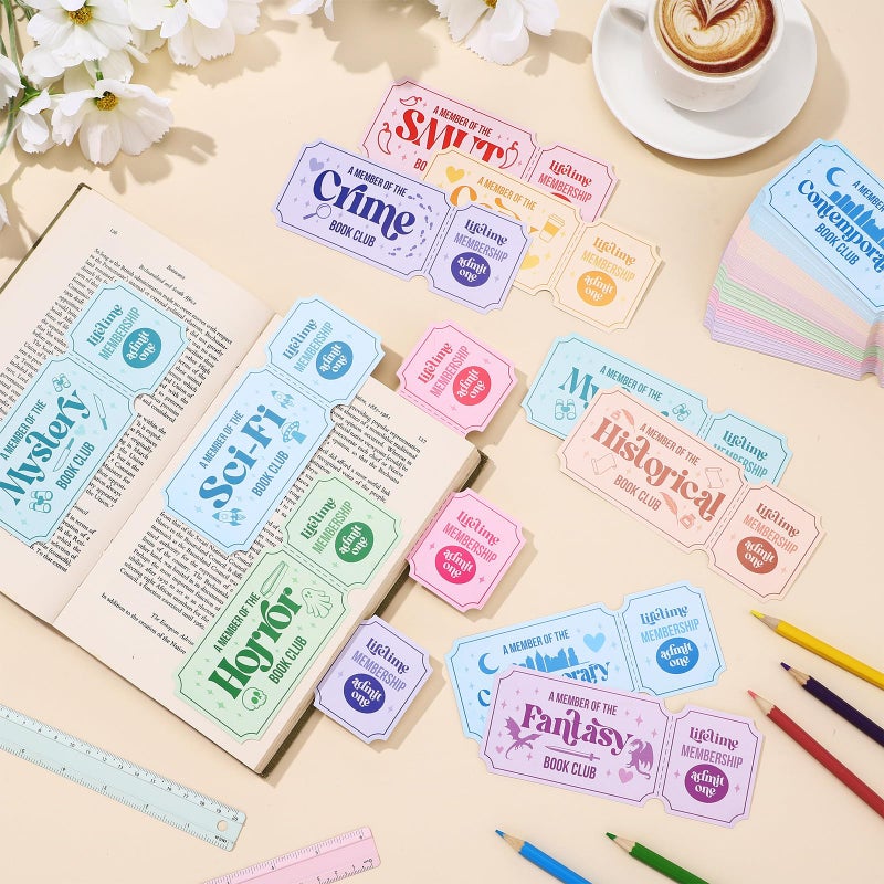 Faccito 240 Pcs Bookmarks Gift Bulk Bookmarks for Book Lovers 5.9 x 2.4 Inches Book Club Gift Bookish Gifts Reading Tracker for Women Men Teacher Library Party (Ticket) - Image 2