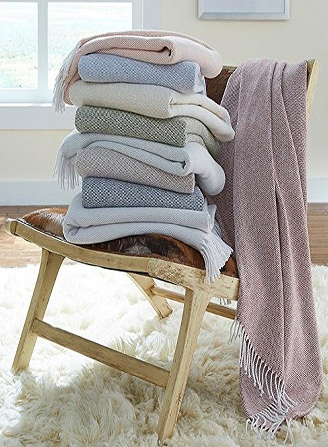 Sferra Terzo 100% Brushed Cotton Throw - Ocean/White - Image 2