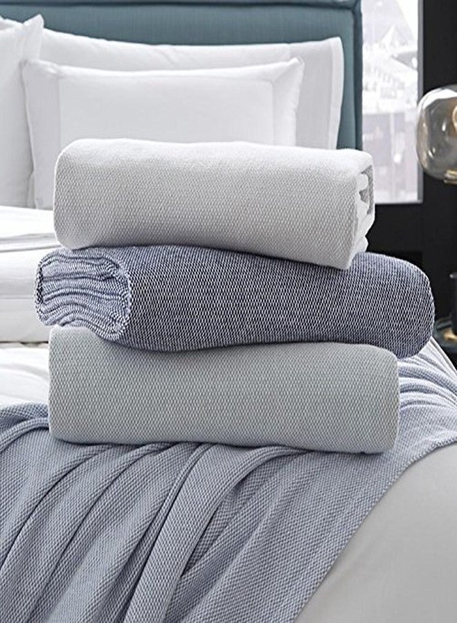 Sferra Terzo 100% Brushed Cotton Throw - Ocean/White - Image 4