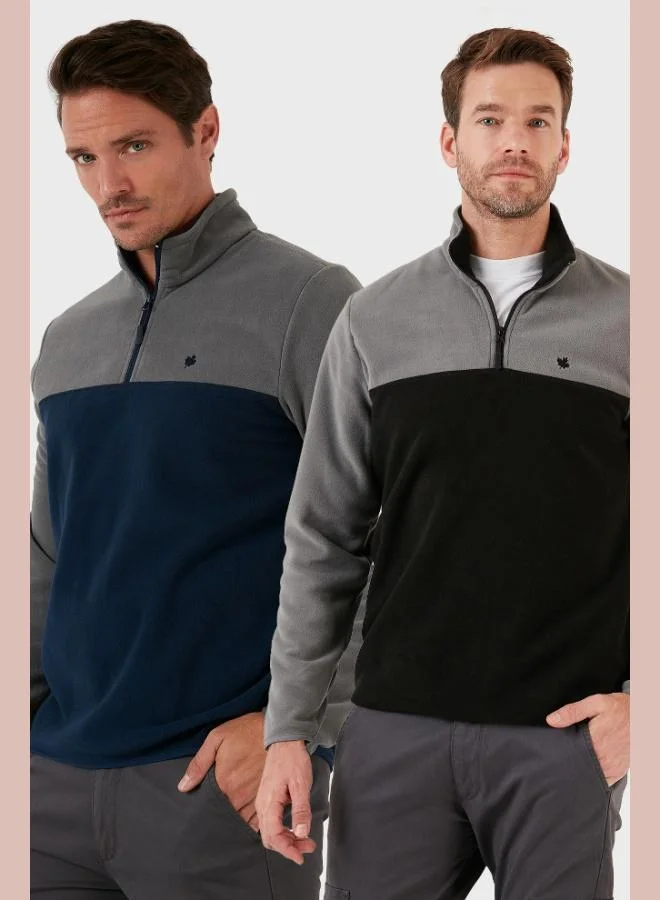 Buratti Regular Fit Anti-Pilling Non-Pilling Standing Collar Raised 2-Pack Polar Men's POLAR 5906016S2