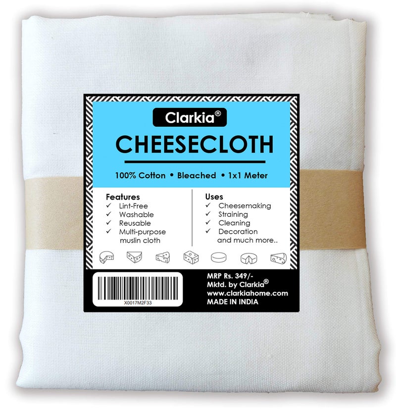 Clarkia Pure Cotton Muslin Cloth Cheese Cloth (1x1 Meter, White) - Image 1