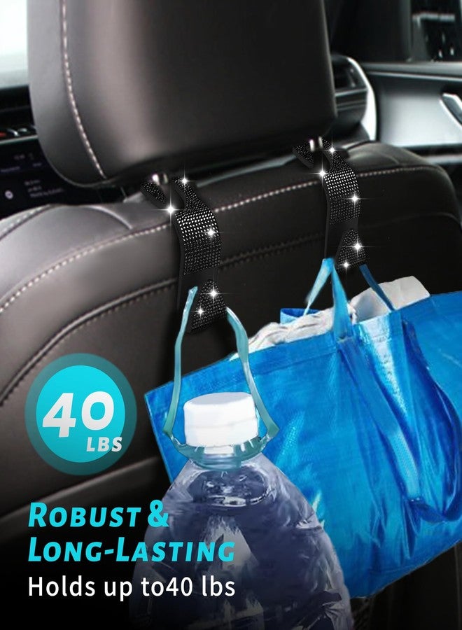 MUPEAK Black Diamond Caddy Purse Holder for Car Headrest, 4 Pack, Black Purse Holder for Car Headrest, Chic Car Accessories for Women Essentials Handbag Clothes Coats Grocery Bags - Image 5