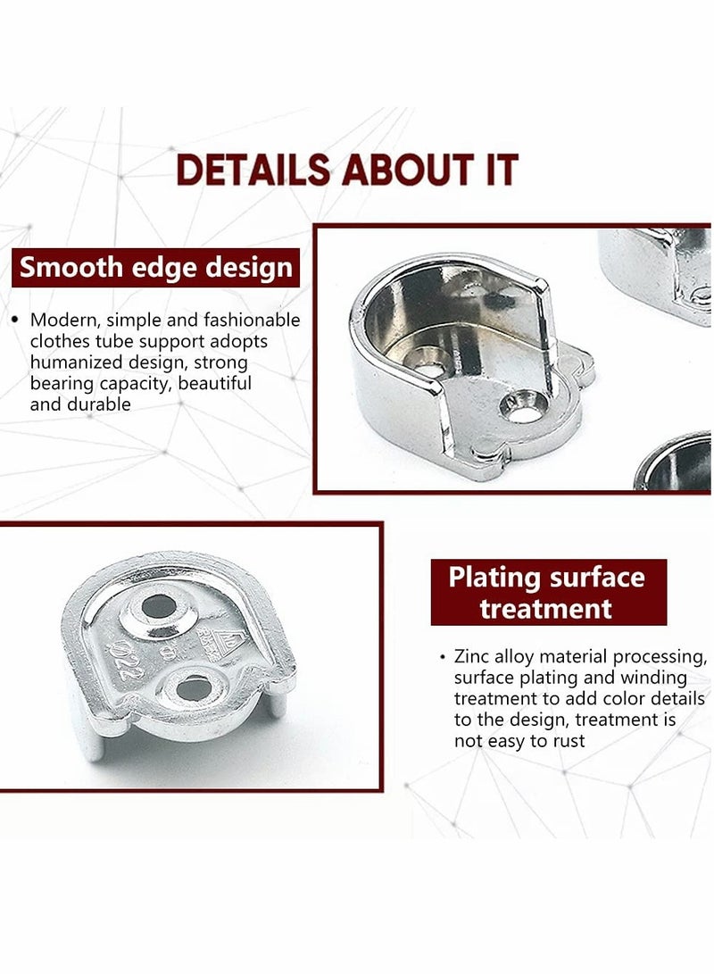 Heavy Duty Closet Pole Sockets, 4 Pack Stainless Steel Closet Rod End Supports, Flange Rod Holder with Screws  - Image 4
