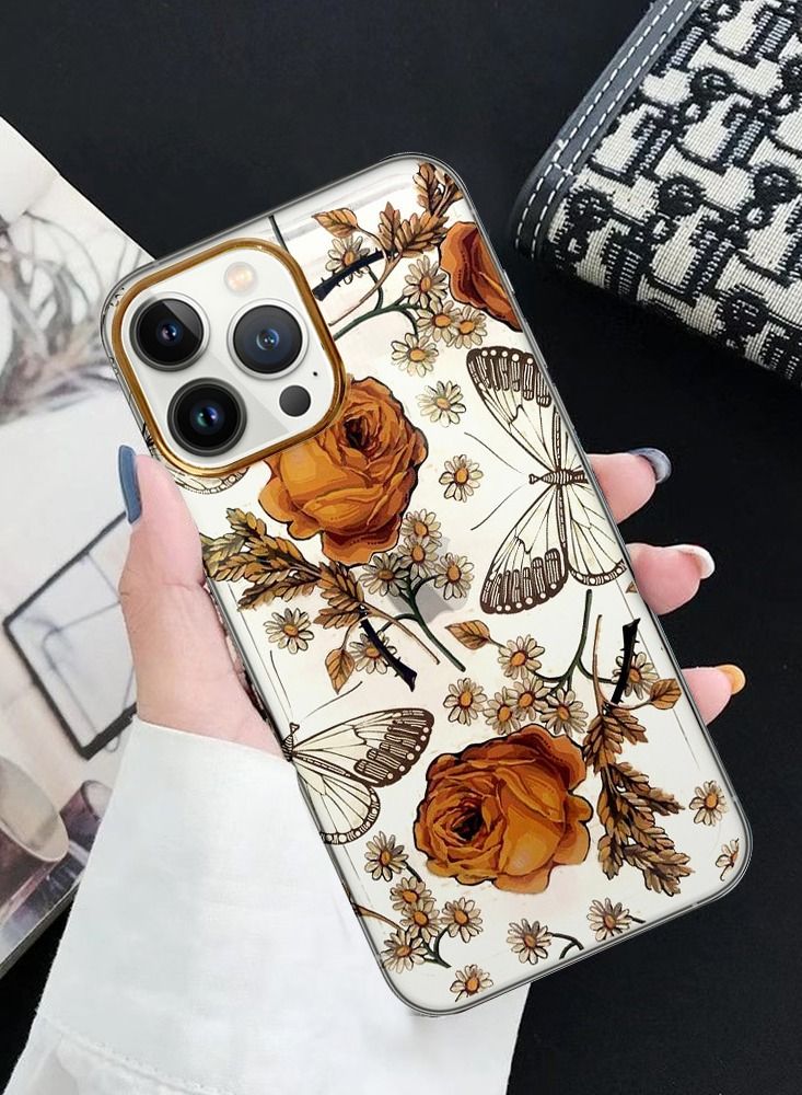 JOWAY iPhone 13 Pro Floral Clear Case Ultra Slim Shockproof Flower Print Transparent Cover Design 6 - Image 3