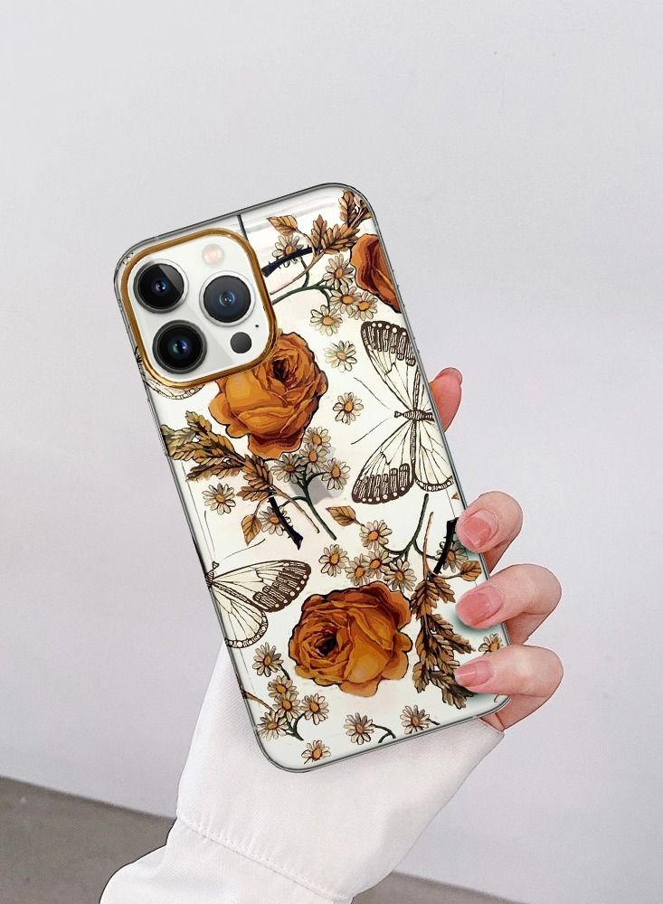 JOWAY iPhone 13 Pro Floral Clear Case Ultra Slim Shockproof Flower Print Transparent Cover Design 6 - Image 5