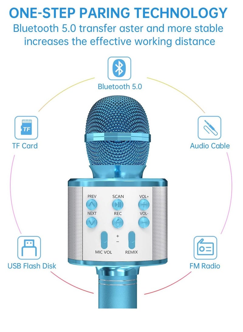 ELTRAZONE 2 Pack Wireless Bluetooth Karaoke Microphone for Kids – Portable Handheld Mic Speaker Machine in Purple & Blue, Perfect Gift for All Ages - Image 2