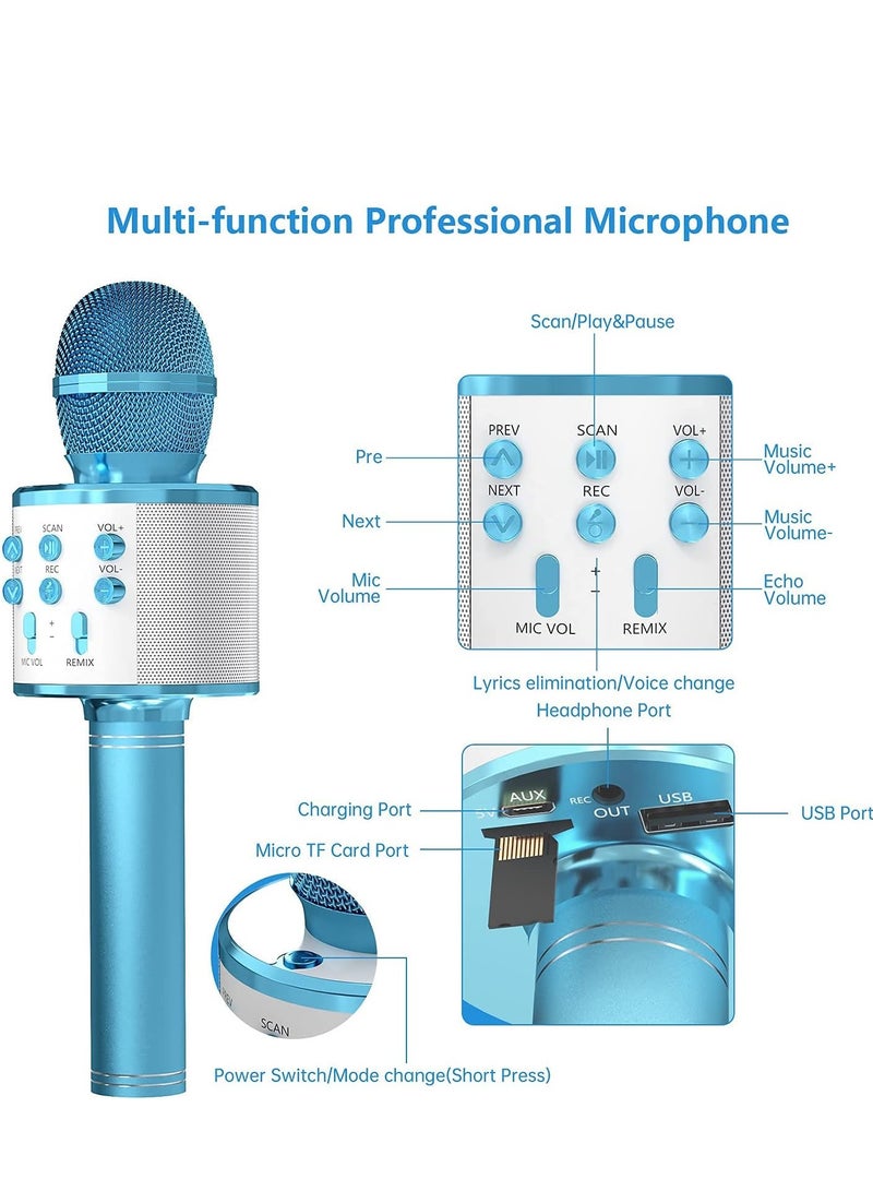 ELTRAZONE 2 Pack Wireless Bluetooth Karaoke Microphone for Kids – Portable Handheld Mic Speaker Machine in Purple & Blue, Perfect Gift for All Ages - Image 5