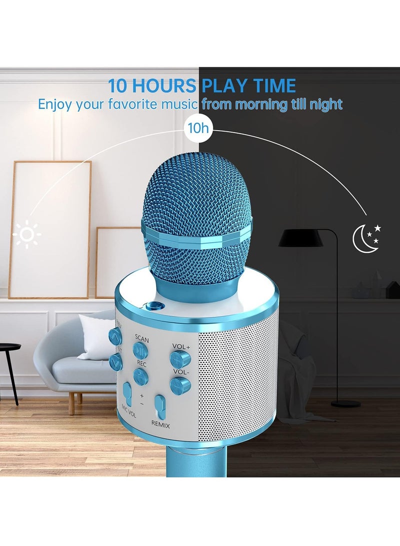 ELTRAZONE 2 Pack Wireless Bluetooth Karaoke Microphone for Kids – Portable Handheld Mic Speaker Machine in Purple & Blue, Perfect Gift for All Ages - Image 4